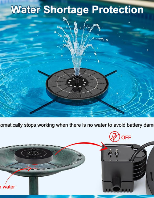 Load image into Gallery viewer, Solar Fountain Pump with 3 Spray Height Adjustments, Upgraded Glass Solar Bird Bath Fountains with LED Lights
