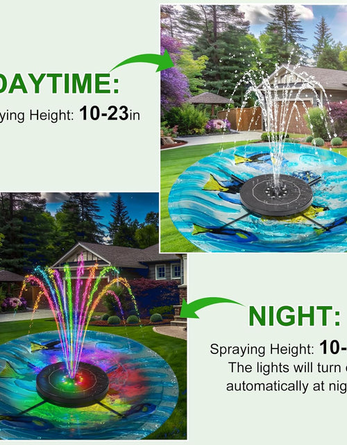Load image into Gallery viewer, Solar Fountain Pump with 3 Spray Height Adjustments, Upgraded Glass Solar Bird Bath Fountains with LED Lights
