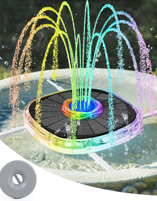 Load image into Gallery viewer, Solar Fountain with Colorful Lights, 4000mAh Battery Solar Bird Bath Fountain Pump with 4 Fixers Adjustment
