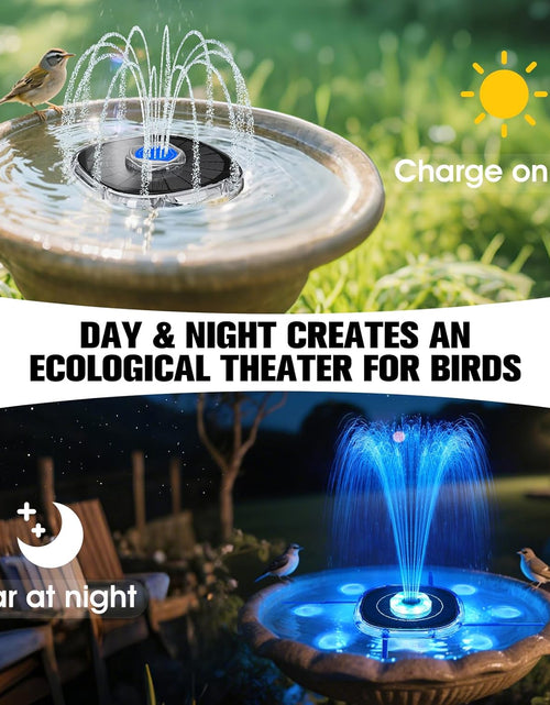 Load image into Gallery viewer, Solar Fountain with Colorful Lights, 4000mAh Battery Solar Bird Bath Fountain Pump with 4 Fixers Adjustment
