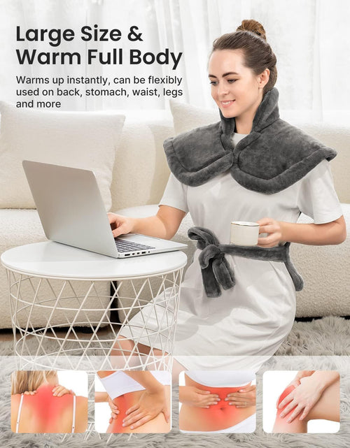 Load image into Gallery viewer, Heating Pad for Pain Relief – Weighted Neck &amp; Back Wrap, 6 Settings (FREE 14Oz Funny Best Mom Mug with Gold Print)

