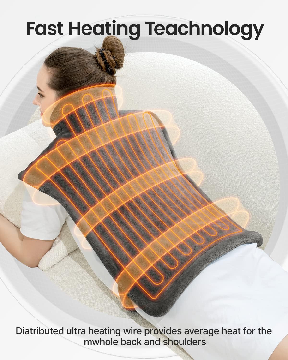 Heating Pad for Pain Relief – Weighted Neck & Back Wrap, 6 Settings (FREE 14Oz Funny Best Mom Mug with Gold Print)