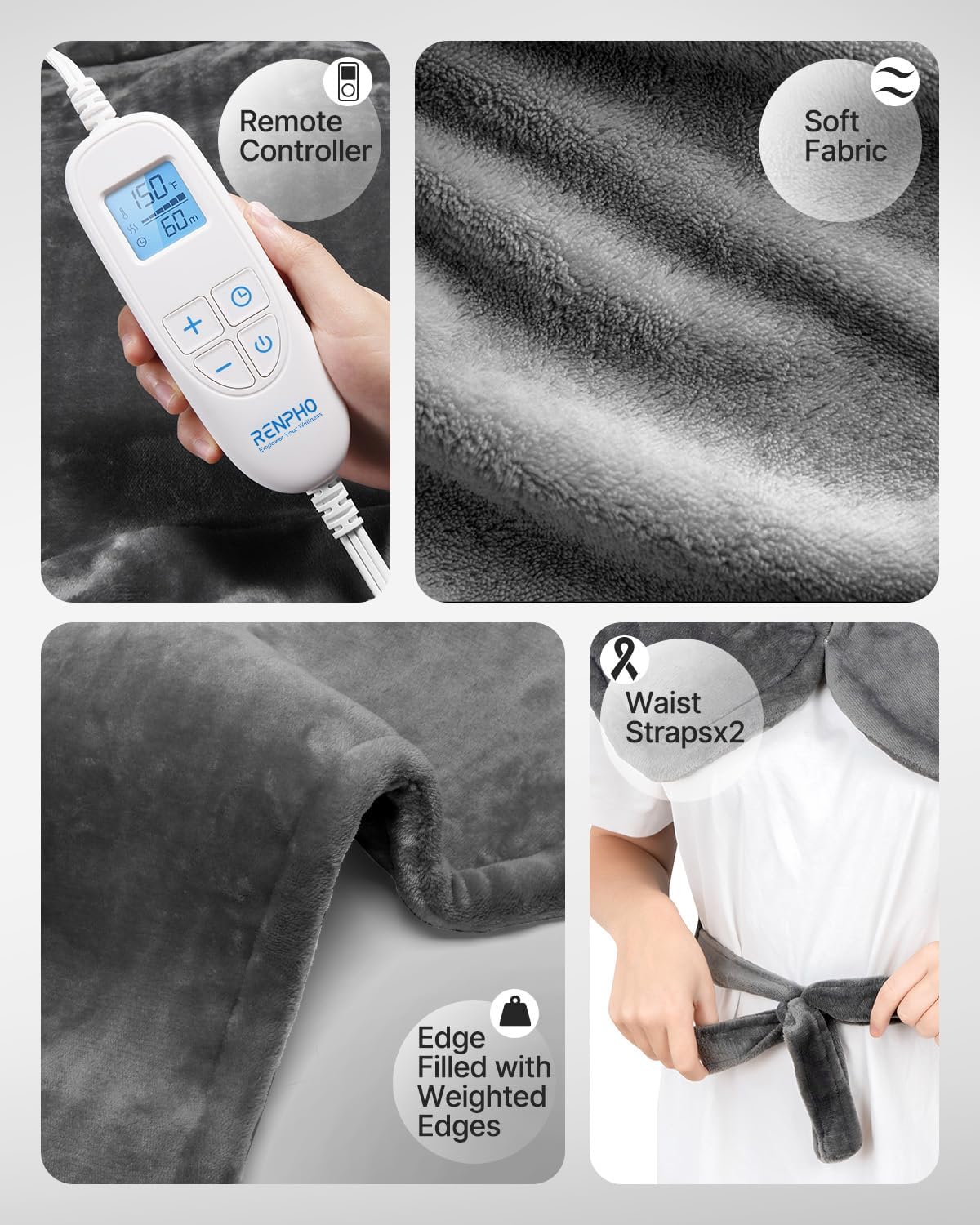 Heating Pad for Pain Relief – Weighted Neck & Back Wrap, 6 Settings (FREE 14Oz Funny Best Mom Mug with Gold Print)