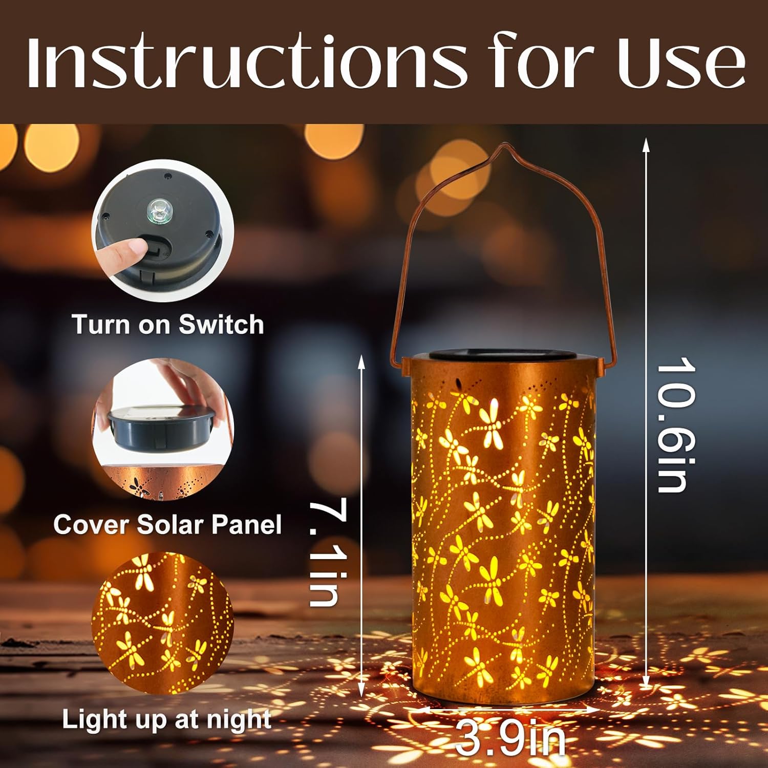 Mother’s Day Solar Lantern Gift – Dragonfly Garden Light ( FREE Acrylic Plaque )