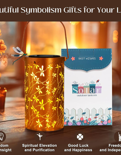 Load image into Gallery viewer, Mother’s Day Solar Lantern Gift – Dragonfly Garden Light ( FREE Acrylic Plaque )
