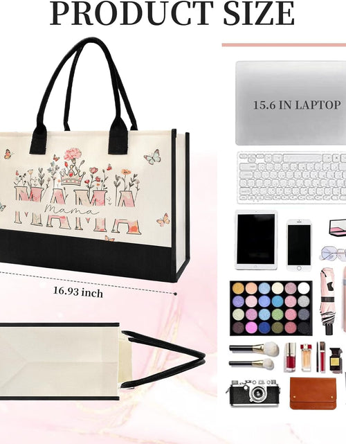 Load image into Gallery viewer, Mother’s Day Tote Bag for Mom – Floral Canvas Beach Bag ( Free Fridge Magnets )
