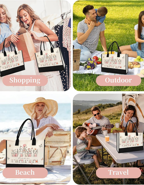 Load image into Gallery viewer, Mother’s Day Tote Bag for Mom – Floral Canvas Beach Bag ( Free Fridge Magnets )
