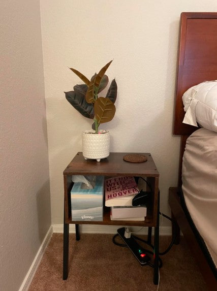 Set of 2 Bedside Tables Nightstands Stackable Narrow End Table with Open Storage