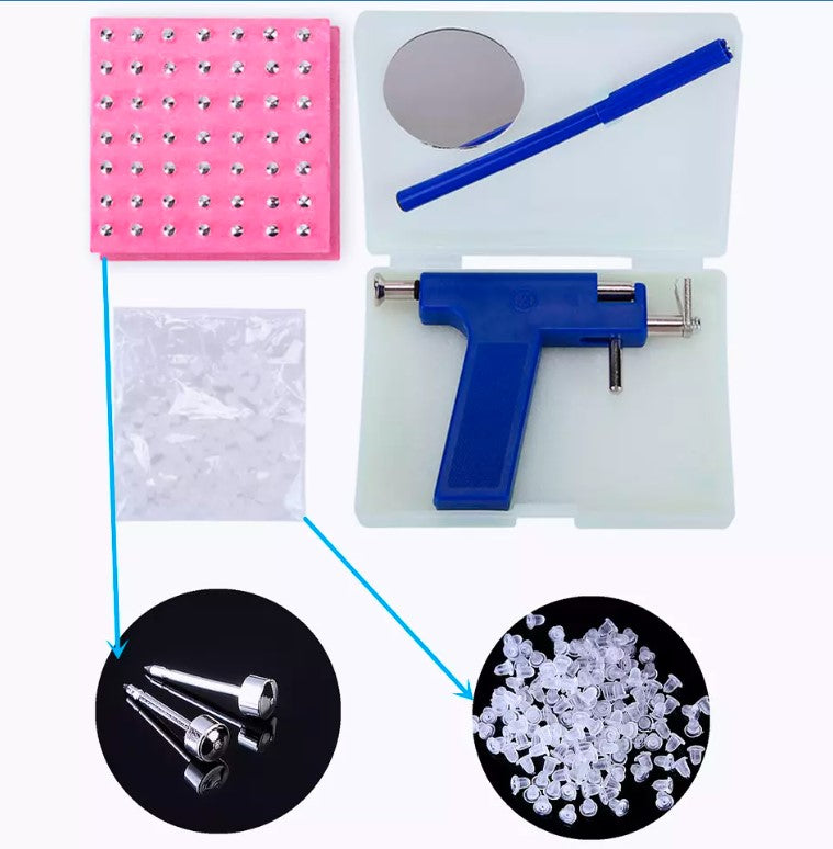 Professional EAR PIERCING Beauty Tool Body Nose Navel Tool Kit 98 Studs