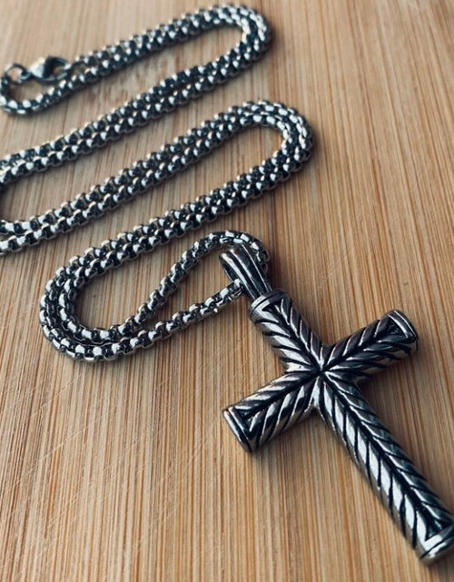Load image into Gallery viewer, Cool Boys Mens Stainless Steel Cross Pendant Necklace For Men Women Chain

