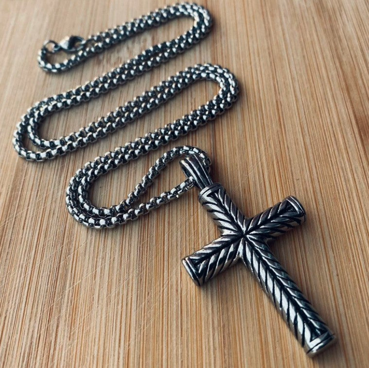 Cool Boys Mens Stainless Steel Cross Pendant Necklace For Men Women Chain