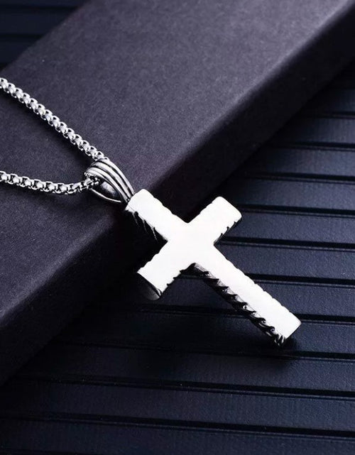 Load image into Gallery viewer, Cool Boys Mens Stainless Steel Cross Pendant Necklace For Men Women Chain
