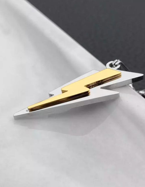 Load image into Gallery viewer, Men&#39;s Fashion Jewelry Silver &amp; Gold Lightning Bolt Pendant Necklace
