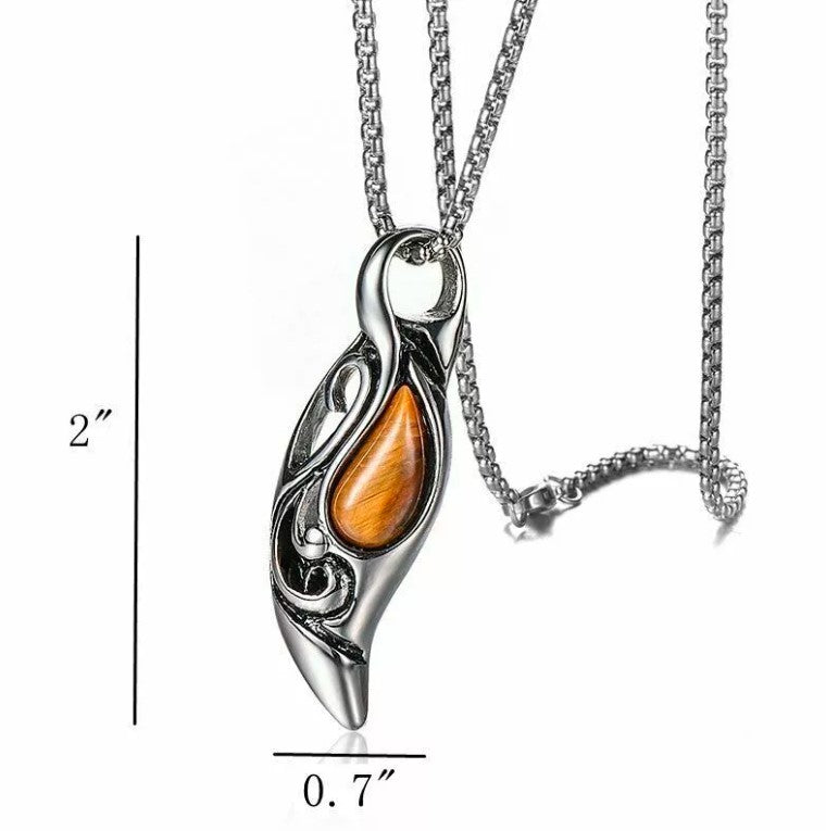 Cool Mens Tiger Eye Stone Pendant Necklace Stainless Steel Men Vintage Gift