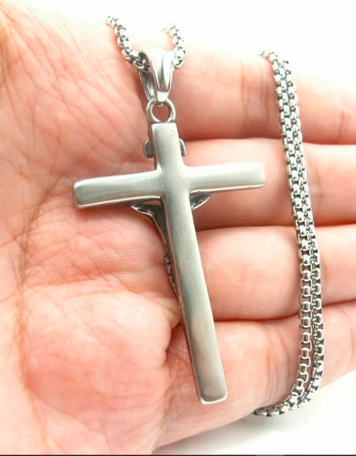 Load image into Gallery viewer, Mens Stainless Steel Jesus Christ Crucifix Cross Pendant Necklace For Men Gift
