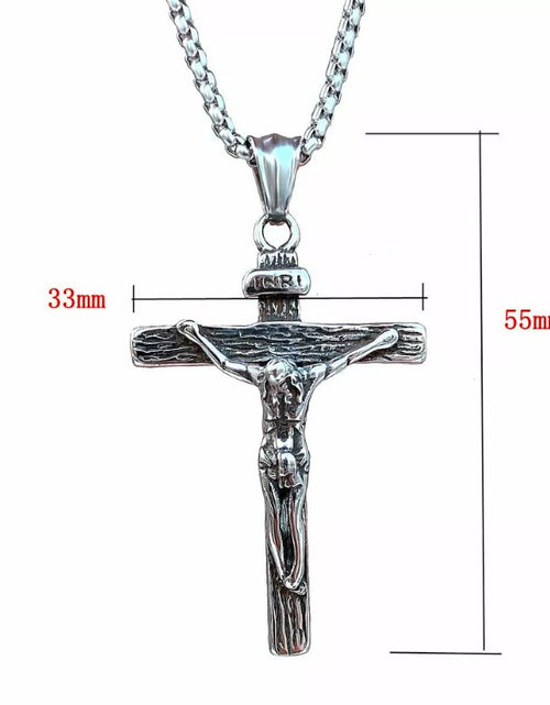 Load image into Gallery viewer, Mens Stainless Steel Jesus Christ Crucifix Cross Pendant Necklace For Men Gift
