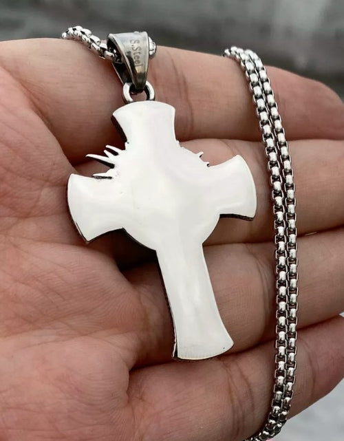 Load image into Gallery viewer, Mens Stainless Steel Jesus Christ Face Crucifix Cross Gothic Pendant Necklace
