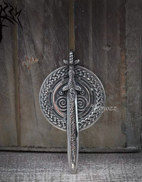Load image into Gallery viewer, Mens Stainless Steel Nordic Norse Viking Odin Shield Pendant Necklace Men
