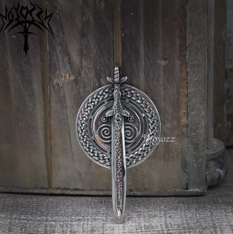 Mens Stainless Steel Nordic Norse Viking Odin Shield Pendant Necklace Men