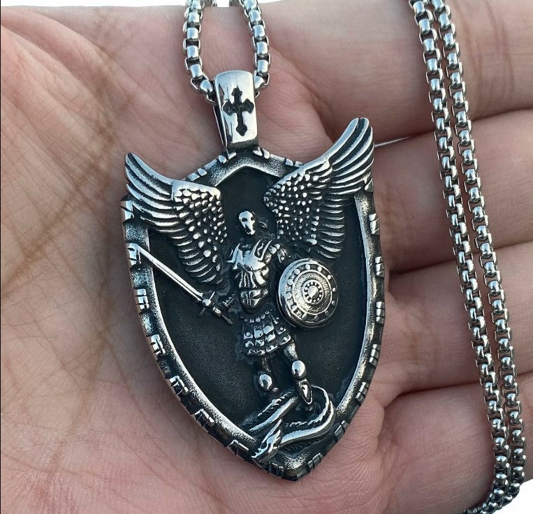 Catholic Christian Saint St Michael Medal Medallion Pendant Necklace Sales
