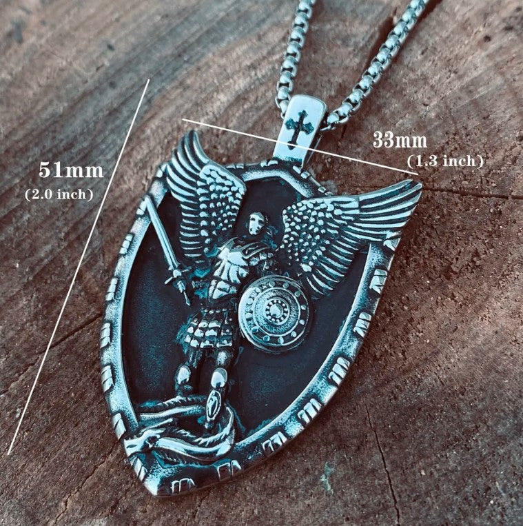 Catholic Christian Saint St Michael Medal Medallion Pendant Necklace Sales