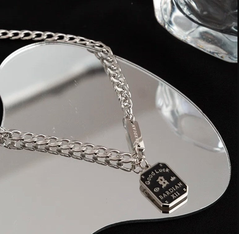 Titanium Steel Good Luck Pendant Necklace for Men Women,Punk Hip Hop