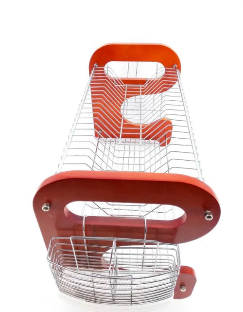 Load image into Gallery viewer, Wood Kitchen Dish Rack With Spoon Fork Holder 2 Tier 22 x 14 x 10 inches
