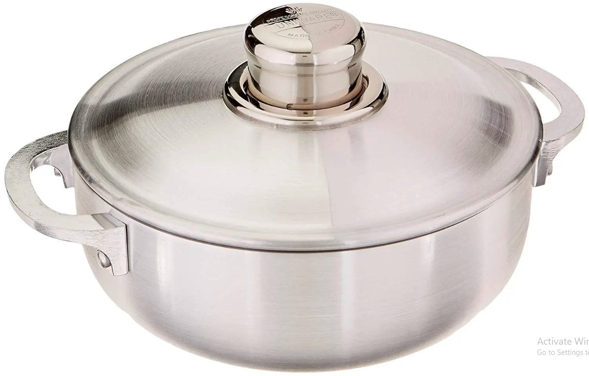 Aluminum Caldero Sauce Pot With Lid 2.0 Quart , Silver
