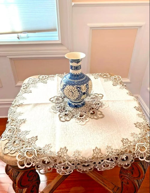 Load image into Gallery viewer, Round Lace Table Cloth Floral embroidered 1 Pc, 36 inches

