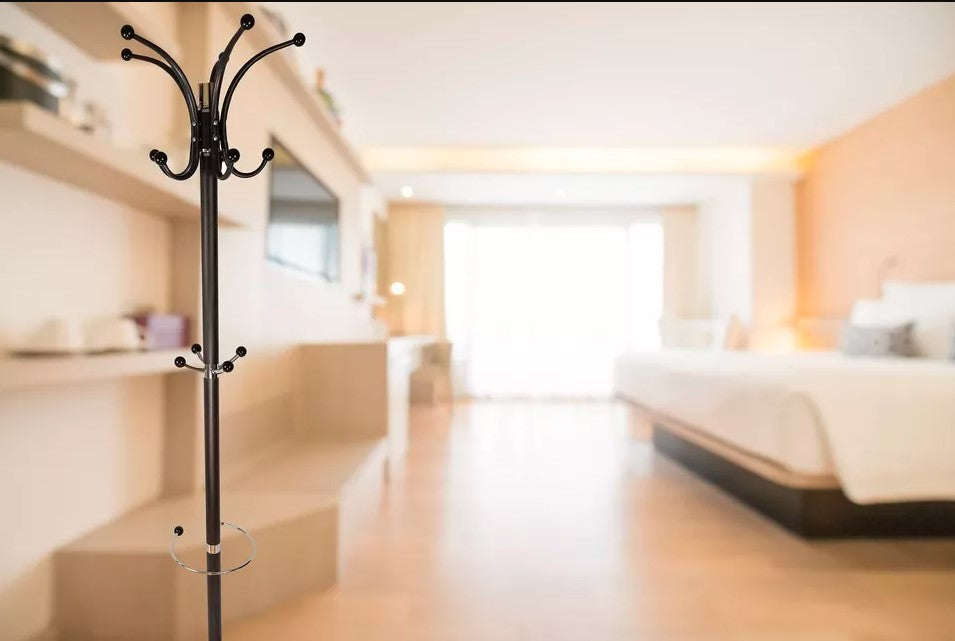 Heavy Duty Metal Coat Rack With Umbrella Stand,14 Hooks