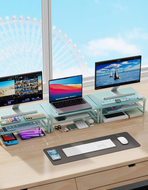 Load image into Gallery viewer, 2-Tier Metal Monitor Stand Riser, Desk Organizer for Office Supplies
