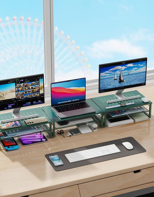 Load image into Gallery viewer, 2-Tier Metal Monitor Stand Riser, Desk Organizer for Office Supplies
