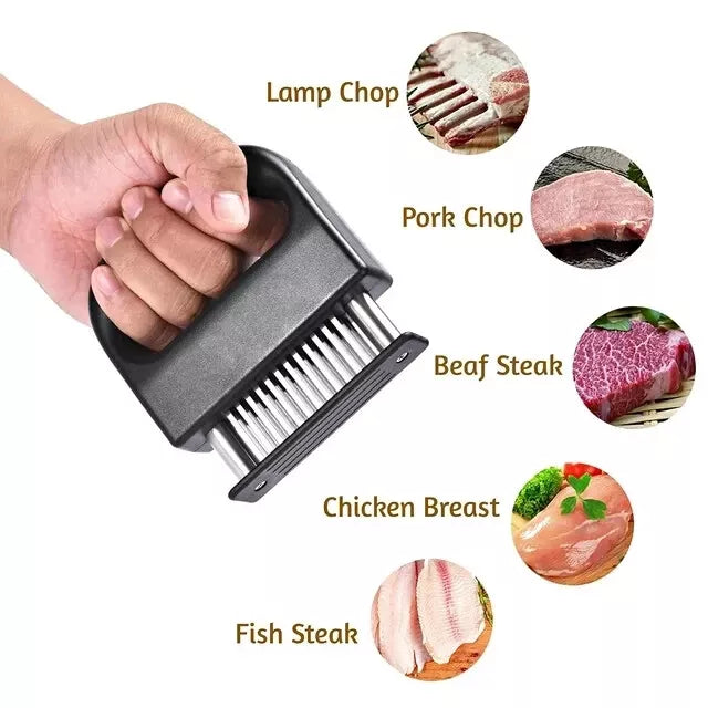 Meat Tenderizer with 48 Stainless Steel Ultra Sharp Needle Blades BBQ Tool