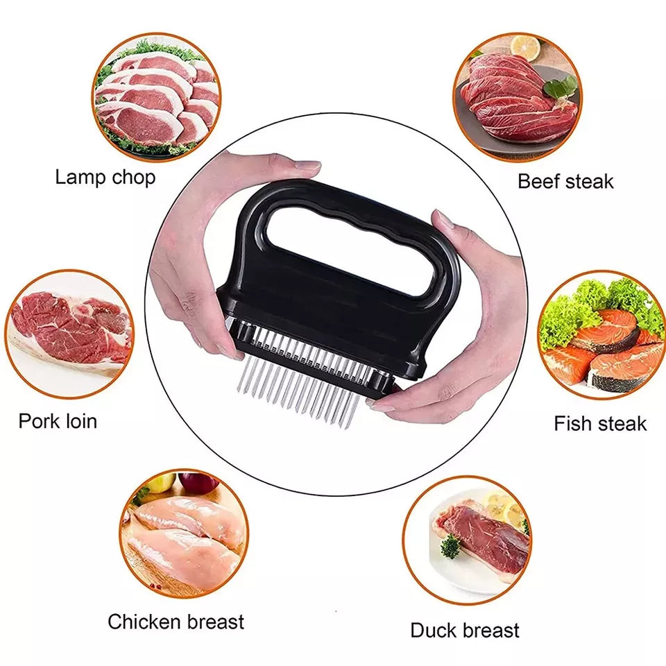 Meat Tenderizer with 48 Stainless Steel Ultra Sharp Needle Blades BBQ Tool