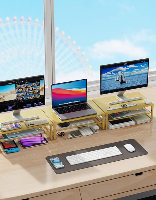 Load image into Gallery viewer, 2-Tier Metal Monitor Stand Riser, Desk Organizer for Office Supplies
